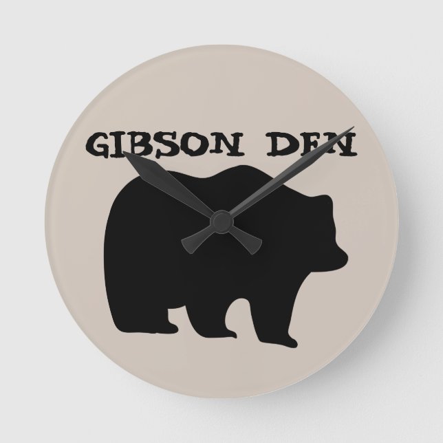 RELOJ REDONDO MEDIANO GRIZZLY BEAR ART PERSONALIZED CLOCK (Anverso)