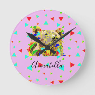 Reloj Redondo Mediano Grizzly Bear Rosa