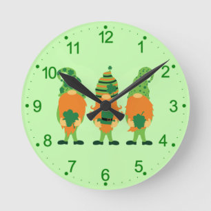 Reloj Redondo Mediano Grnomes del Día de San Patricio