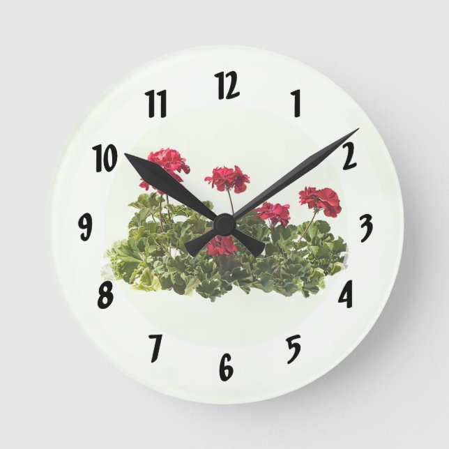 Reloj Redondo Mediano Group of Red Geraniums (Anverso)
