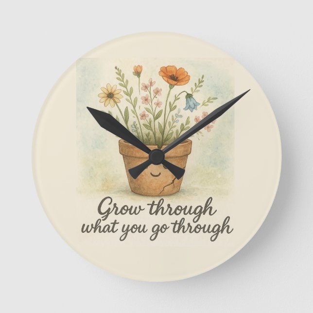 Reloj Redondo Mediano Grow Through What You Go Through (Anverso)