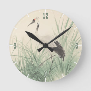 Reloj Redondo Mediano Grulla china chinería decoupage