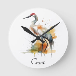 Reloj Redondo Mediano Grulla errante, personalizado
