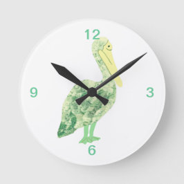 Reloj Redondo Mediano Grulla Tropical-Ecru