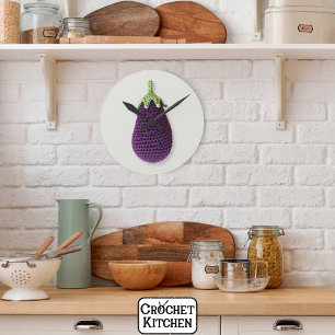 Reloj Redondo Mediano Grunar Purple Modern Minimal Crochet Eggplant