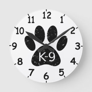 Reloj Redondo Mediano Grunge Perro angustiado Paw K-9