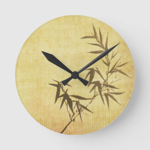Reloj Redondo Mediano Grunge Stained Bamboo Paper Background