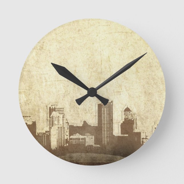 Reloj Redondo Mediano Grungy city background (Anverso)
