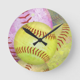 Reloj Redondo Mediano Grungy Girly Softball