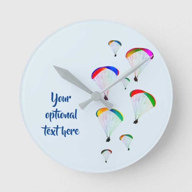 Reloj Redondo Mediano Grupo Parapente con Alas Arcoiris - Su texto sobre (Anverso)