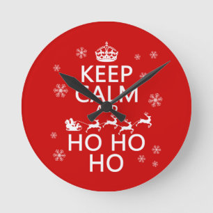 Reloj Redondo Mediano Guarde la calma y Ho Ho Ho