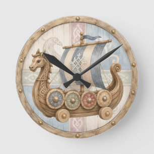Reloj Redondo Mediano Guardería de barco vikingo