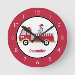Reloj Redondo Mediano Guardia del motor de bomberos para niños