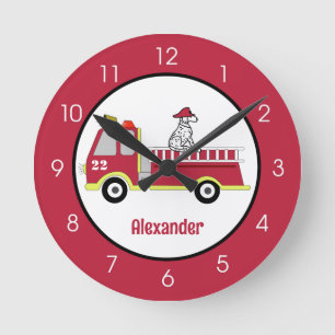 Reloj Redondo Mediano Guardia del motor de bomberos para niños