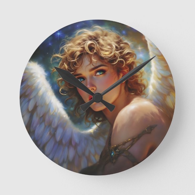 Reloj Redondo Mediano Guardián Celestial - Ángel de las estrellas (Anverso)