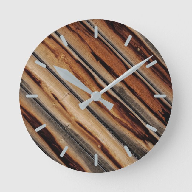 Reloj Redondo Mediano Guay de textura de la valla de madera (Anverso)