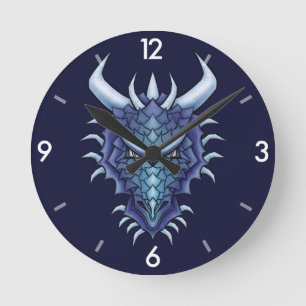 Reloj Redondo Mediano Guay Dragon Art - Purple Blue Magagon Dragon Head