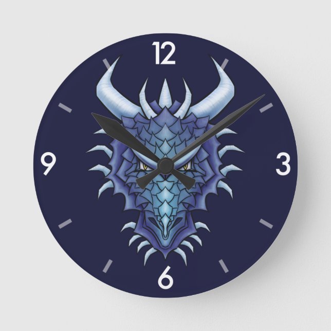 Reloj Redondo Mediano Guay Dragon Art - Purple Blue Magagon Dragon Head (Anverso)