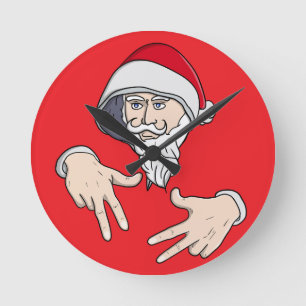 Reloj Redondo Mediano Guay Gangsta Hip Hop Hand Rap Santa Claus