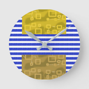 Reloj Redondo Mediano Guay Stripes Blue Gold Geométrico