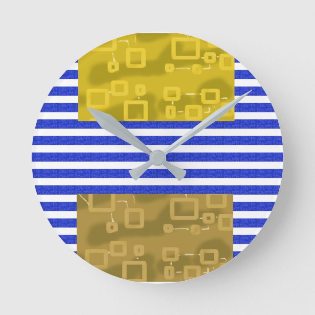 Reloj Redondo Mediano Guay Stripes Blue Gold Geométrico (Anverso)