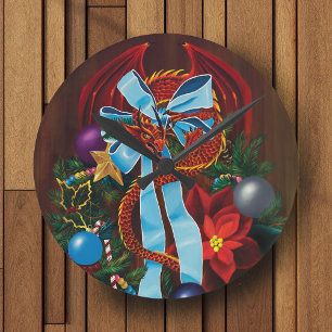 Reloj Redondo Mediano Guerra de Navidades del Dragón Rojo