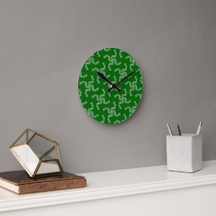 Reloj Redondo Mediano Guirnalda de Navidad Verde, Decoración de Navidad