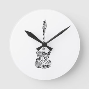 Reloj Redondo Mediano guitar word fill black music image