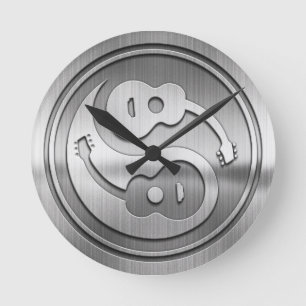Reloj Redondo Mediano Guitar Yang Metalizado