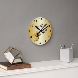 Reloj Redondo Mediano Guitarra Acústica Monogramada