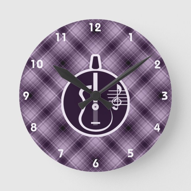 Reloj Redondo Mediano Guitarra acústica púrpura (Anverso)