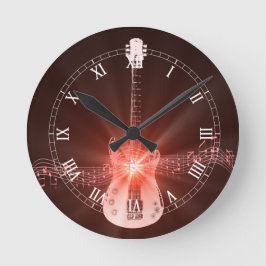 Reloj Redondo Mediano Guitarra ardiente