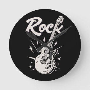 Reloj Redondo Mediano Guitarra eléctrica con palabra rock