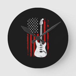 Reloj Redondo Mediano Guitarra Música Americana de EE. UU. Reproductor d
