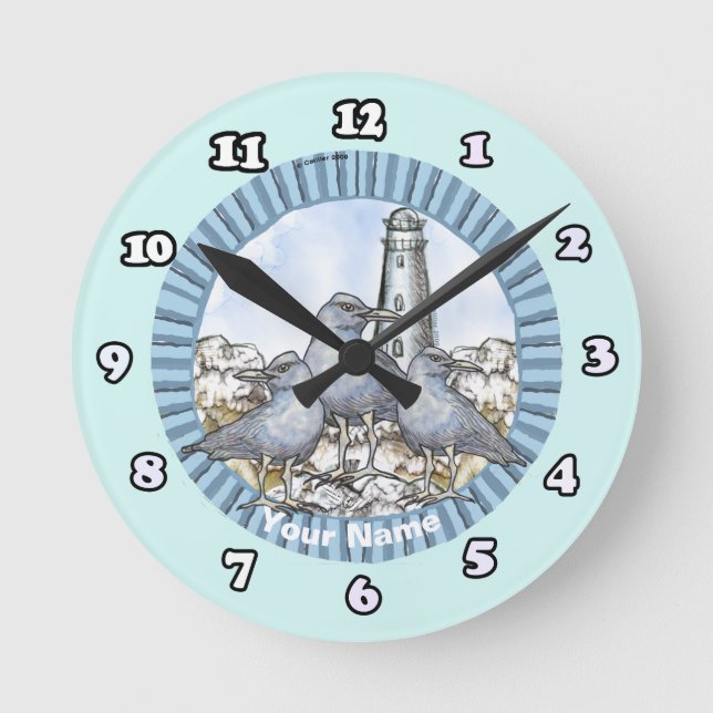 Reloj Redondo Mediano Gulls Guide Lighthouse Clock (Anverso)