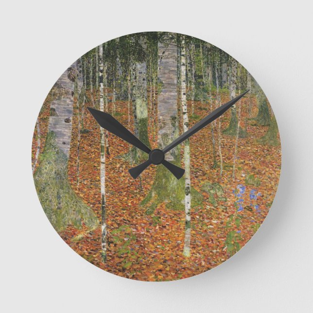 Reloj Redondo Mediano Gustav Klimt - Casa De Campo Con Árboles De Aves (Anverso)