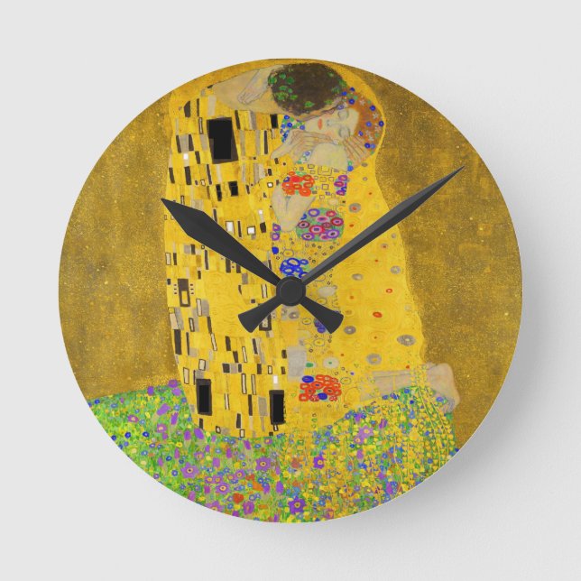 Reloj Redondo Mediano Gustav Klimt El Beso (Anverso)