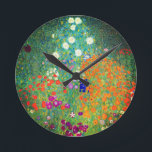 Reloj Redondo Mediano Gustav Klimt Flower Garden<br><div class="desc">Reloj con el jardín de flores de la pintura al óleo de Gustav Klimt (1906). Un bonito jardín de flores moradas,  rojas,  blancas,  azules y naranjas. Un gran regalo para los amantes del arte Art Nouveau y austriaco.</div>