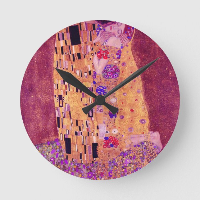 Reloj Redondo Mediano Gustav Klimt The Kiss Purple (Anverso)