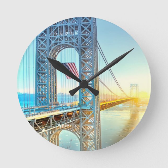 Reloj Redondo Mediano GWB connecting Fort Lee NJ and Manhattan NYPlus (Anverso)