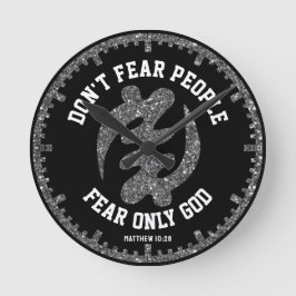 Reloj Redondo Mediano GYE NYAME Adinkra Christian Black Silver Purpurina