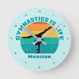 Reloj Redondo Mediano Gymnastics is Life Personalized Sunset Gymnast