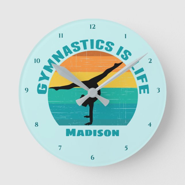 Reloj Redondo Mediano Gymnastics is Life Personalized Sunset Gymnast (Anverso)