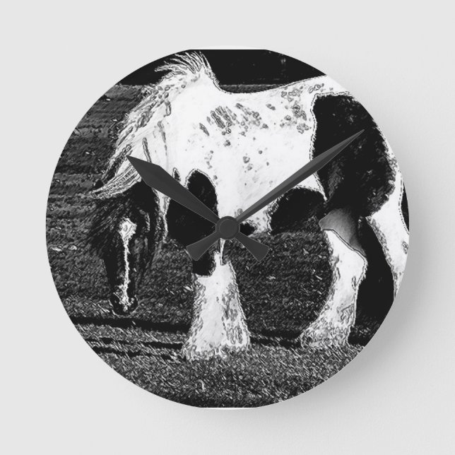 Reloj Redondo Mediano Gypsy Vanner Horse clock (Anverso)