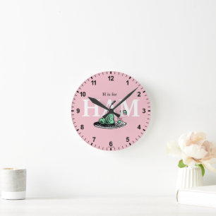 Reloj Redondo Mediano "H es para HAM"   Diseño de alfabeto