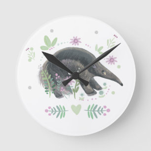 Reloj Redondo Mediano habitación para niños de anteater