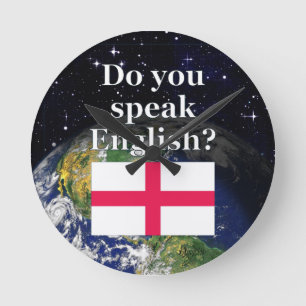 Reloj Redondo Mediano ¿Hablas inglés? en inglés. Bandera y Tierra