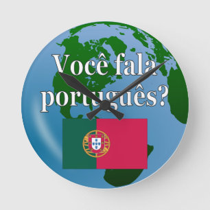 Reloj Redondo Mediano ¿Hablas portugués? en portugués. Bandera