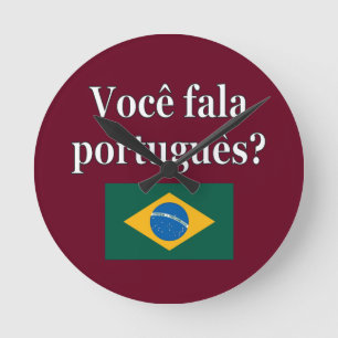 Reloj Redondo Mediano ¿Hablas portugués? en portugués. Bandera