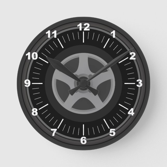Reloj Redondo Mediano Hacia fuera ennegrecidos neumático y borde (Anverso)